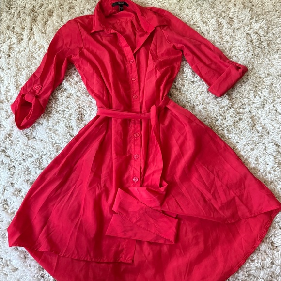 Lipslide Dresses & Skirts - Chic Red Long Sleeve Shirt Dress